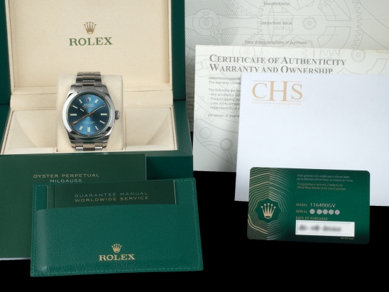 Rolex Milgauss Green Crystal Z-Blue Dial - Full Set 116400GV 